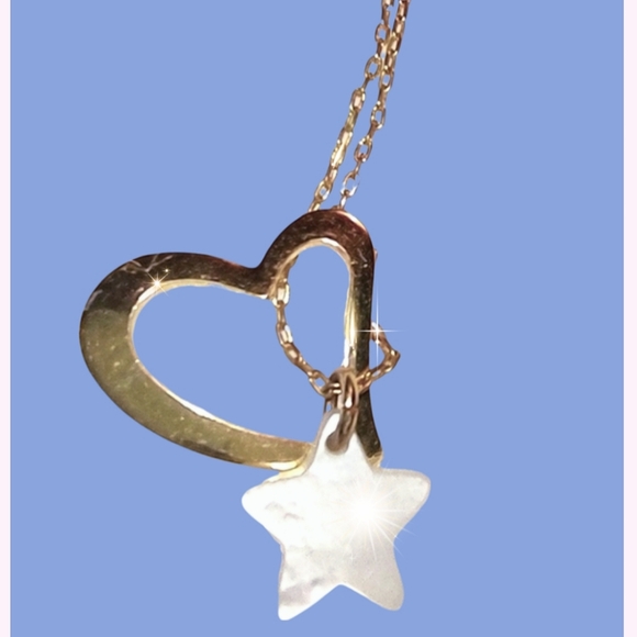 Gold Floating Heart & Dangling Star Charm - Picture 5 of 16